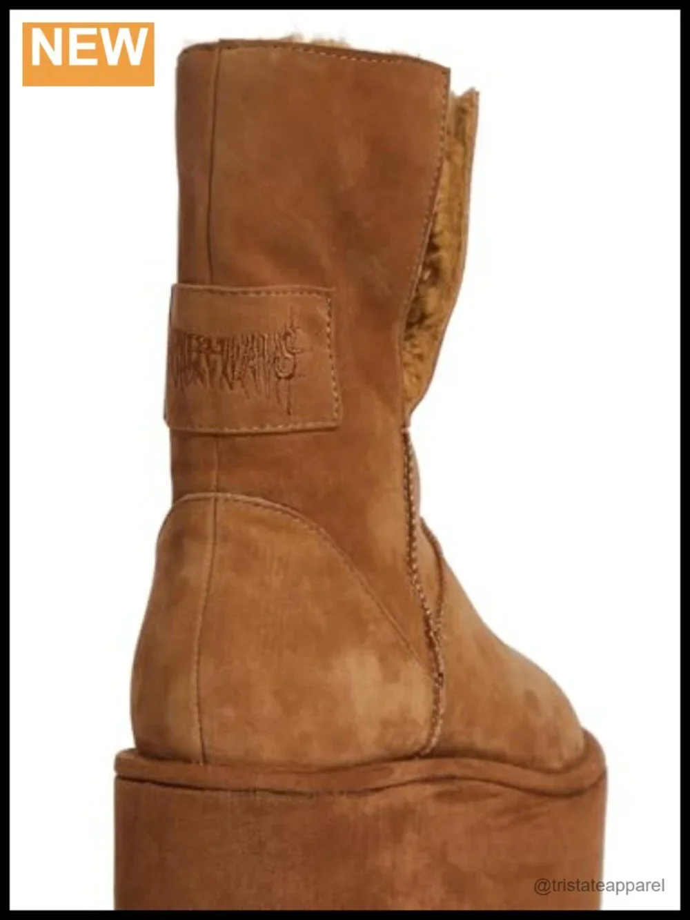 Fleece Lined Suede Platform Boots Winter Booties